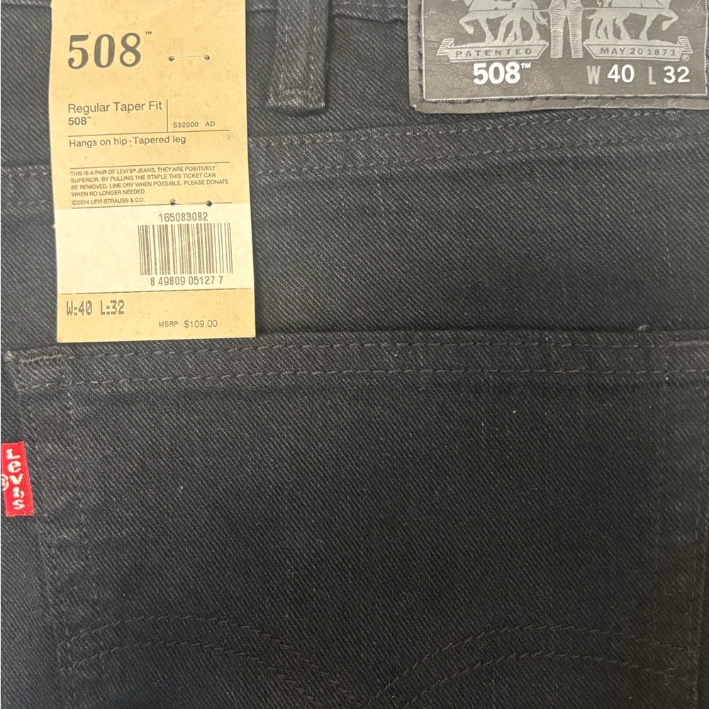 Levi's Black 508 W40 L32 Jeans Premium Denim